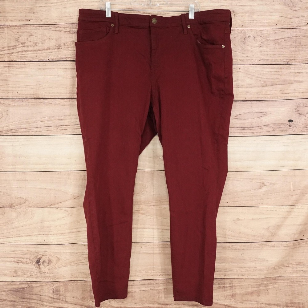 Ava & Viv Skinny Jeans Womens 22W Red Solid Stretch Slim Fit 43x28 Denim
